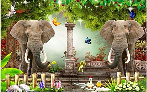 Xcmb 3D Tapete 3D Wallpaper Custom Mural Elephant Dream Forest Forest ChildrenS Room Wallpaper For Wall 3 D Home Improvement Print Fabric-450Cmx300Cm