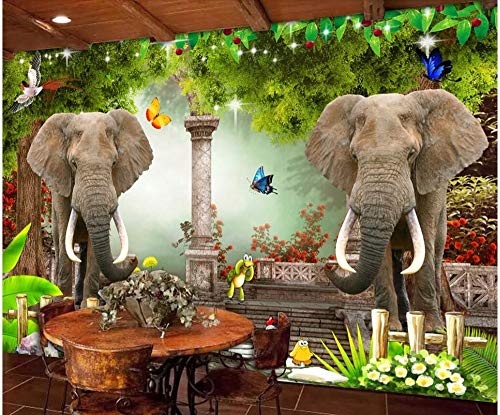 Xcmb 3D Tapete 3D Wallpaper Custom Mural Elephant Dream Forest Forest ChildrenS Room Wallpaper For Wall 3 D Home Improvement Print Fabric-450Cmx300Cm