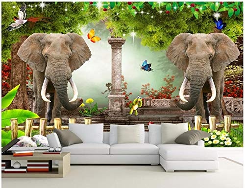 Xcmb 3D Tapete 3D Wallpaper Custom Mural Elephant Dream Forest Forest ChildrenS Room Wallpaper For Wall 3 D Home Improvement Print Fabric-450Cmx300Cm