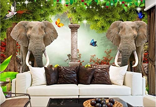 Xcmb 3D Tapete 3D Wallpaper Custom Mural Elephant Dream Forest Forest ChildrenS Room Wallpaper For Wall 3 D Home Improvement Print Fabric-450Cmx300Cm