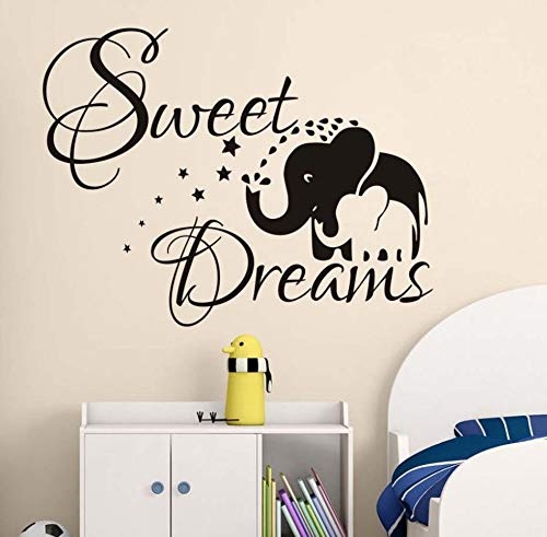 xlei Wandaufkleber Sweet Dreams Elephant Mom Und Ihr Baby Wandaufkleber PVC Vinyl Kunst Decals DIY Tapete Für Kinder Schlafzimmer Home Decor76X58Cm