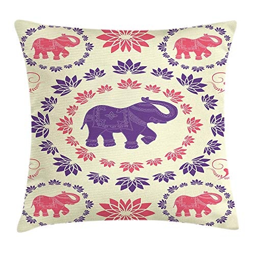 Cupsbags Elephant Throw Pillow Cushion Cover, Colorful...