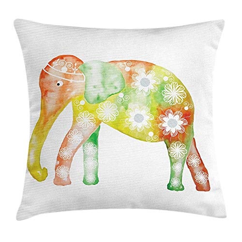 Cupsbags Animal Throw Pillow Cushion Cover, Elephant with...