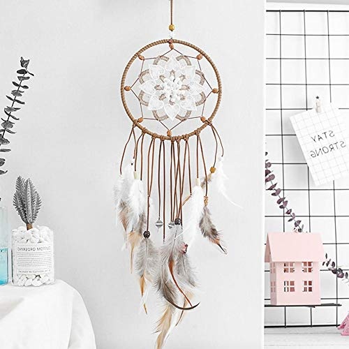 Xiangpian183 Dream Catcher with Flower & Feather, Wind Chimes Crochet Design Dreamcatcher Wall Art Hanging Ornaments Home Decoration for Home, Wall, Door, Bedroom, Living Room, 64cm