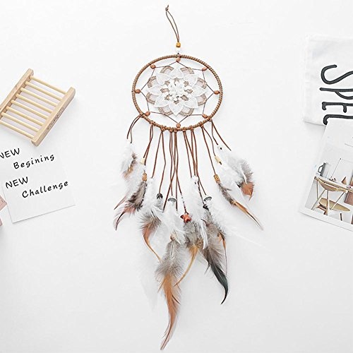 Xiangpian183 Dream Catcher with Flower & Feather, Wind Chimes Crochet Design Dreamcatcher Wall Art Hanging Ornaments Home Decoration for Home, Wall, Door, Bedroom, Living Room, 64cm