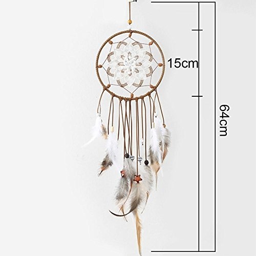 Xiangpian183 Dream Catcher with Flower & Feather, Wind Chimes Crochet Design Dreamcatcher Wall Art Hanging Ornaments Home Decoration for Home, Wall, Door, Bedroom, Living Room, 64cm