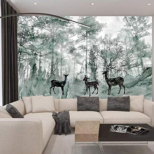Wandbild Hintergrundbild Tapete Benutzerdefinierte Nordischen Wind Wallpaper Dream Forest Elk Sofa Tv