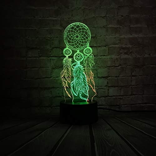 ZCMZCM Hot Valentine Wind Chimes Table Lamp Switch Dream Catcher 3D Touch Night Light Bedroom Party Desk Decor Lamp Girls xmas Gift