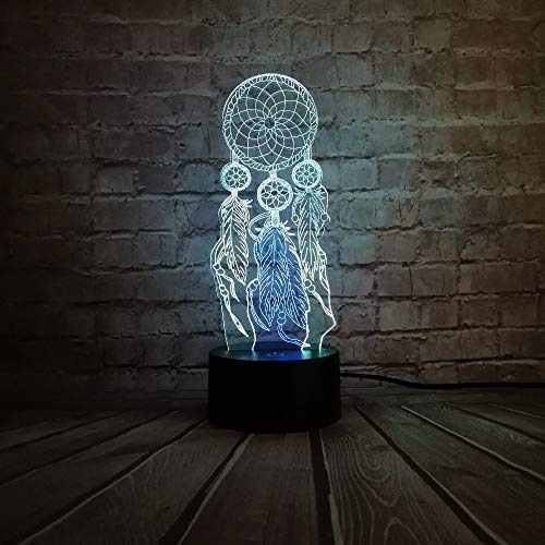 ZCMZCM Hot Valentine Wind Chimes Table Lamp Switch Dream Catcher 3D Touch Night Light Bedroom Party Desk Decor Lamp Girls xmas Gift
