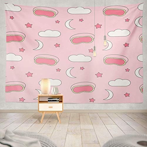Tapisserie Cute Lovely with Sleeping Mask Clouds Stars...
