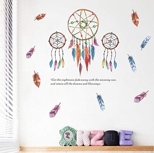 zpbzambm Flying Dream Feathers Flower Wall Stickers Home Decoration Living Room Bedroom Wall Decals DIY Mural Art Posters