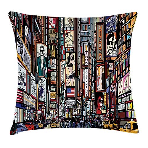 Cupsbags New York Throw Pillow Cushion Cover, Sketched...