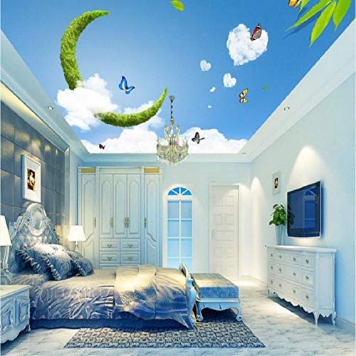 Tapeten Fototapete Dream Sky Moon Schöner Blauer Himmel Und Weiße Wolken Schlafzimmer Hintergrundbild Wandbilder, 300 * 210Cm