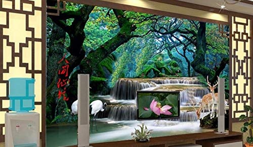 Wdbzd 3D Tapeten 3D Wallpaper Hd Dream Falls Forest Falls Menschliches Wunderland Tv Hintergrund Wohnzimmer Schlafzimmer Tapete-500Cmx300Cm