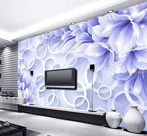 Wdbzd 3D Tapeten Benutzerdefinierte Wallpaper Wohnzimmer Schlafzimmer Wandbild Blue Dream Mode 3D Blume Tv Hintergrund 3D Wallpaper-500Cmx300Cm
