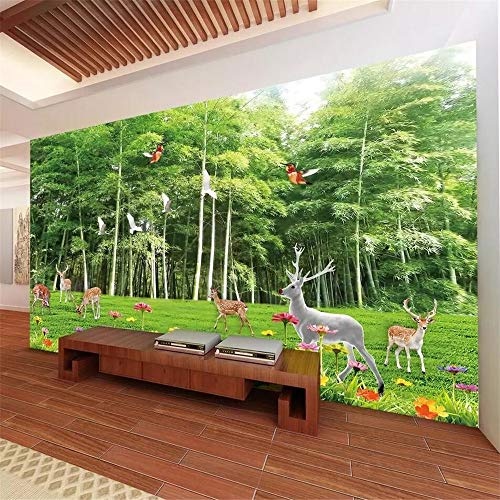 Fototapete 3D Effekt Tapete Hd Dream Bamboo Elk Vliestapete 3D Wallpaper Moderne Wanddeko Wandbilder