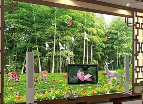 Fototapete 3D Effekt Tapete Hd Dream Bamboo Elk Vliestapete 3D Wallpaper Moderne Wanddeko Wandbilder