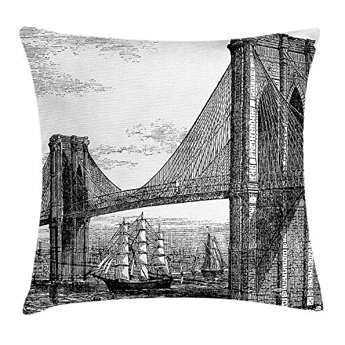 ZMYGH New York Throw Pillow Cushion Cover, Pencil Drawn...