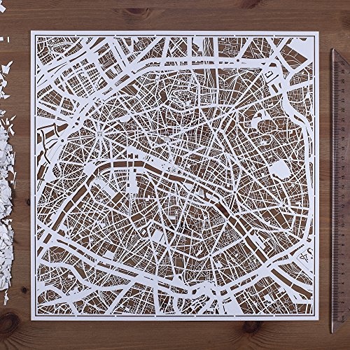 Paris Scherenschnitt Karte, Weiß 30x30 cm Papierkunst