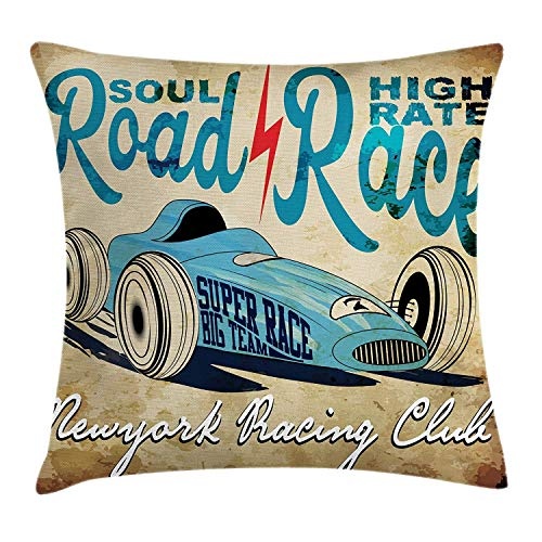 Cars Throw Pillow Cushion Cover, New York Racing Club...