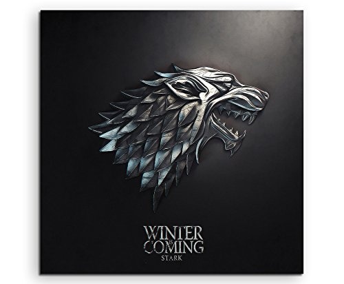 Game of Thrones Stark Leinwandbild in 60x60cm Made in Germany! Preiswerter fertig gerahmter Kunst-Druck zum Aufhängen - tolles und einzigartiges Motiv. Kein Poster oder Plakat!