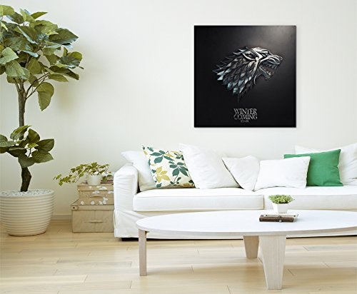 Game of Thrones Stark Leinwandbild in 60x60cm Made in Germany! Preiswerter fertig gerahmter Kunst-Druck zum Aufhängen - tolles und einzigartiges Motiv. Kein Poster oder Plakat!