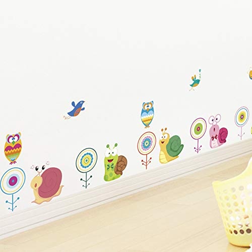 BDWZ Waldtiere Schnecken Blumen Vogel Eule Wandaufkleber Für Kinderzimmer Wandtattoos Diy Poster Kinder Schlafzimmer Wohnzimmer Dekor