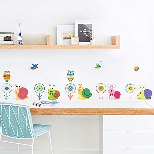 BDWZ Waldtiere Schnecken Blumen Vogel Eule Wandaufkleber Für Kinderzimmer Wandtattoos Diy Poster Kinder Schlafzimmer Wohnzimmer Dekor