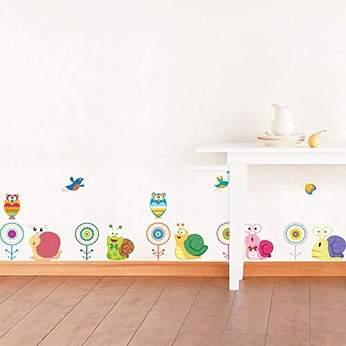 BDWZ Waldtiere Schnecken Blumen Vogel Eule Wandaufkleber Für Kinderzimmer Wandtattoos Diy Poster Kinder Schlafzimmer Wohnzimmer Dekor