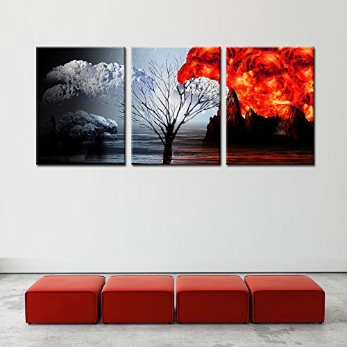 3 Platten Dream Abstrakt Modern Tinte Farbe Wolken Baum Leinwand Giclée-Art Landschaft Gemälde Art Wand für Home Decor, canvas, 30x40cmx3pcs