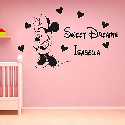 Wandtattoo Schlafzimmer Mickey Minnie Mouse Wall Art Decal Sticker Personalized Name Kids Room Decoration Decals Customize Minnie Mouse Sweet Dreams Princess Room