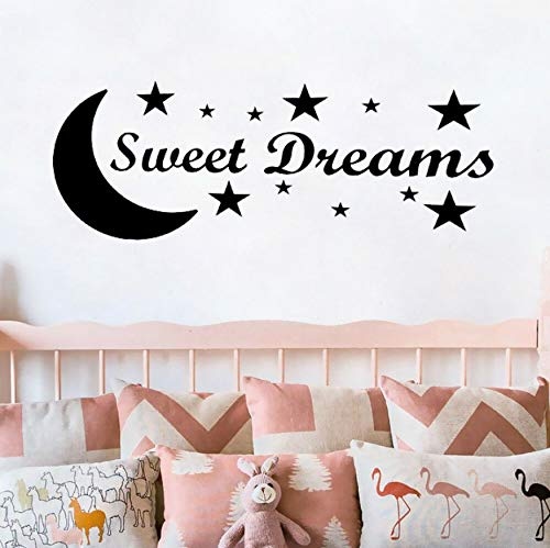 AIPIOR Cartoon Sweet Dreams Moon Sterne Art Decor PVC Wandaufkleber für Kinderzimmer 59x21cm