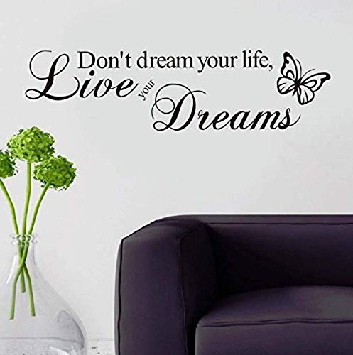 Wandaufkleber selbstklebende wandaufkleber wasserdichte wandaufkleber 15X59 cm Live Your Dreams Butterflies Wandaufkleber für Wohnzimmer Wohnkultur Vinyl Removable Wall Art Decals Wall Decor