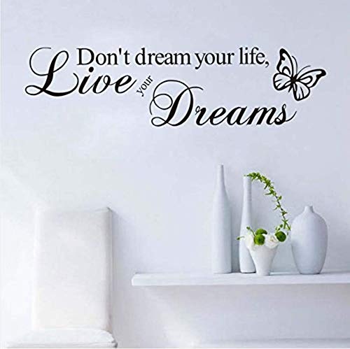 Wandaufkleber selbstklebende wandaufkleber wasserdichte wandaufkleber 15X59 cm Live Your Dreams Butterflies Wandaufkleber für Wohnzimmer Wohnkultur Vinyl Removable Wall Art Decals Wall Decor