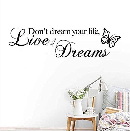 Wandaufkleber selbstklebende wandaufkleber wasserdichte wandaufkleber 15X59 cm Live Your Dreams Butterflies Wandaufkleber für Wohnzimmer Wohnkultur Vinyl Removable Wall Art Decals Wall Decor