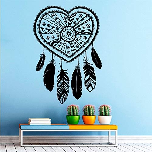 HLZLA Einzigartige Herz Silhouette Entwickelt Dream Catcher Wallpaper Home Spezielle Amulett Decor Art Wandmalereien Cool Vinyl Aufkleber 42x60cm