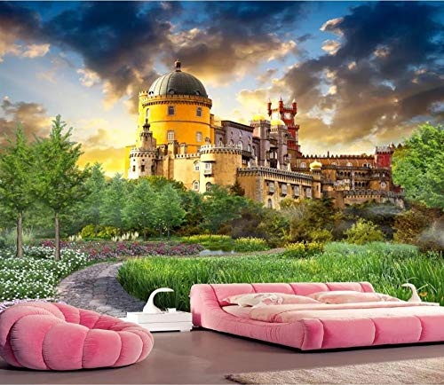 Benutzerdefinierte 3D Tapete Wandbild Hd Dream Castle Zurück Garten Landschaftsmalerei Wohnzimmer Tv Hintergrund Wand (W)300x(H)210cm