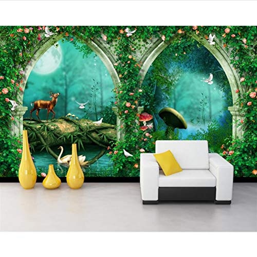 3D Wallpaper Beautiful Dream Arches Märchenwald Garten Tapeten für Kinderzimmer Seidentuch-(W)500x(H)280cm