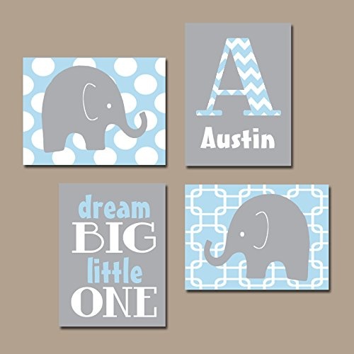 canvas print Baby Boy Wanddekoration für Kinderzimmer Elefant Kinderzimmer Decor Elefant Decor Boy Schlafzimmer Art Elephant Dream Big auf Leinwand Oder Prints Set von 4 Bilder