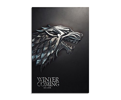 Stark, Game of Thrones 90x60cm Bild als schoener Kunstdruck auf echter Leinwand als Wandbild auf Keilrahmen