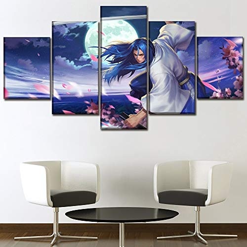 LAKHAFZY Rahmenlos Wall Art Canvas HD Print Paintings 5 Pieces Game Character Painting Divine Dream Picture Home Decor