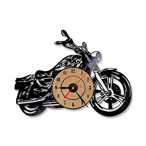 xiaonantian Kreative Klassische Vinyl-Uhr-Motorrad-Hohle Geschenk-Motorrad-Form-Wand-Kunst-Motorradfahrer-LED der Uhr-3D