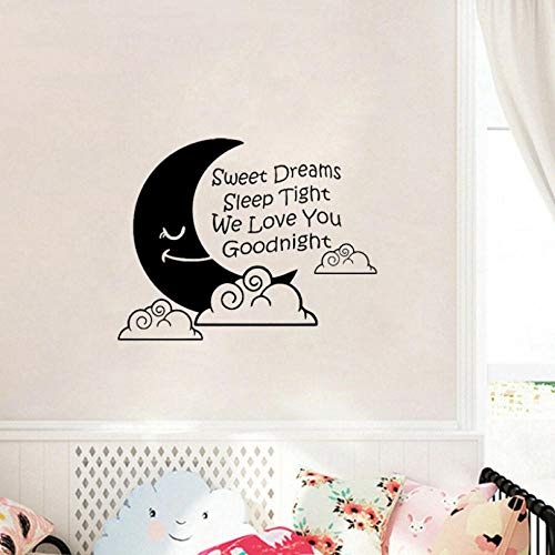 ljjljj Sweet Dreams Sleep Tight Wir lieben dich Gute Nacht Art Dekor PVC Wandaufkleber für Kidsroom 57x44cm