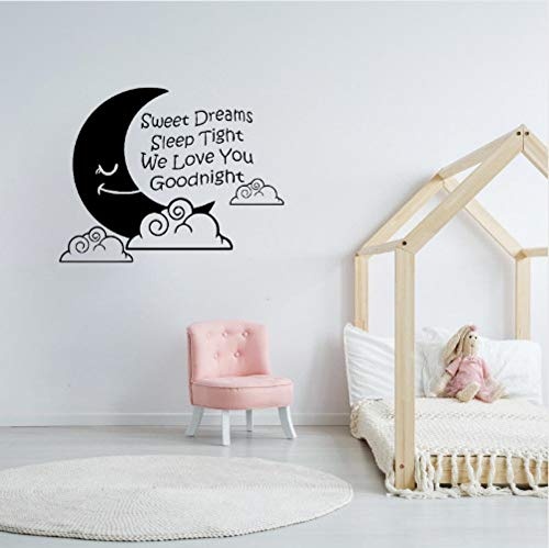 KSJbang Sweet Dreams Sleep Tight Wir lieben Dich Gute Nacht Art Dekor PVC Wandaufkleber für Kidsroom 57 * 44.4cm
