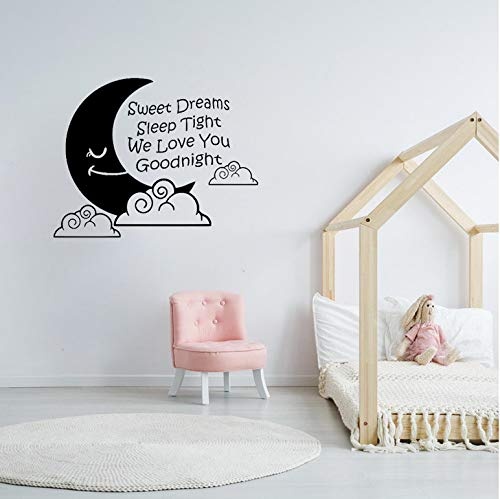 Sweet Dreams Sleep Tight Wir lieben dich Gute Nacht Art Dekor PVC Wandaufkleber für Kidsroom 57x45cm