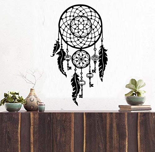 xlei Wandaufkleber Art Design Dream Catcher Vinyl Wandaufkleber Für Wohnzimmer Federn Nacht Symbol Indische Aufkleber Schlafzimmer Dream Catch Home Decor59X103 cm