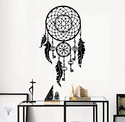 xlei Wandaufkleber Art Design Dream Catcher Vinyl Wandaufkleber Für Wohnzimmer Federn Nacht Symbol Indische Aufkleber Schlafzimmer Dream Catch Home Decor59X103 cm