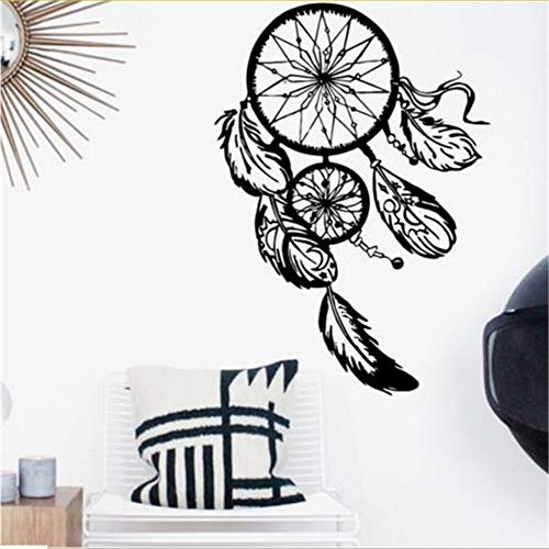 Mrhxly Art Design Dream Catcher Vinyl Wandaufkleber Ausgangsdekor Federn Nacht Symbol Indian Aufkleber Schlafzimmer Wohnzimmer Dream Catch  56 * 82 Cm