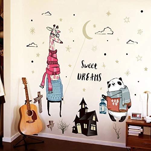 Sweet Dream Vinyl Wandaufkleber Kindergarten Kinderzimmer Dekor Abnehmbare Nette Giraffe Panda Wandtattoos Art Murals Home Deco