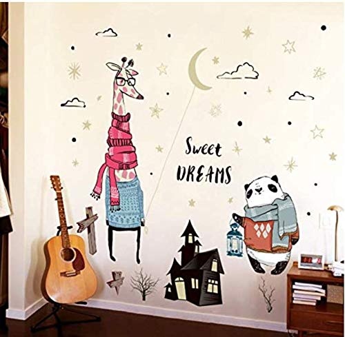 Sweet Dream Vinyl Wall Stickers Kindergarten ChildrenS Room Decoration Detachable Cute Giraffe Panda Wall Decal Art Mural Home Decoration